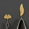 Retro Gold Leaf Shape Hanging Hooks Punch-free Wall Hanger Hanging Storage Rack Towel Watch Bag Key  Self Adhesive Household