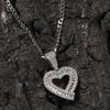 THE BLING KING Baguettecz Hollow Heart Pendant Box Chain Necklace Iced Out Cubic Zirconia Charm Engagement Jewelry For Gift