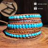 Bohemian-style Five-layer Hand-woven Bracelet with Natural Turquoise, Fashionable and Creative, Perfect for Travel and Parties.