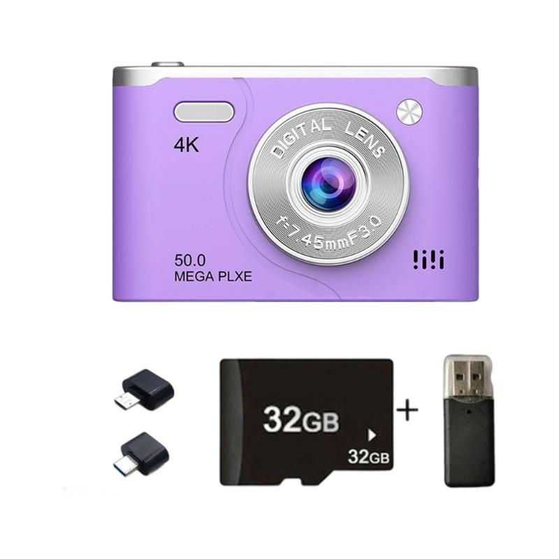 

4K Digital Camera 6400W Pixels 2.5in Screen Fill Light Enhances Low Light Performances for Travel Photography фіолетовий