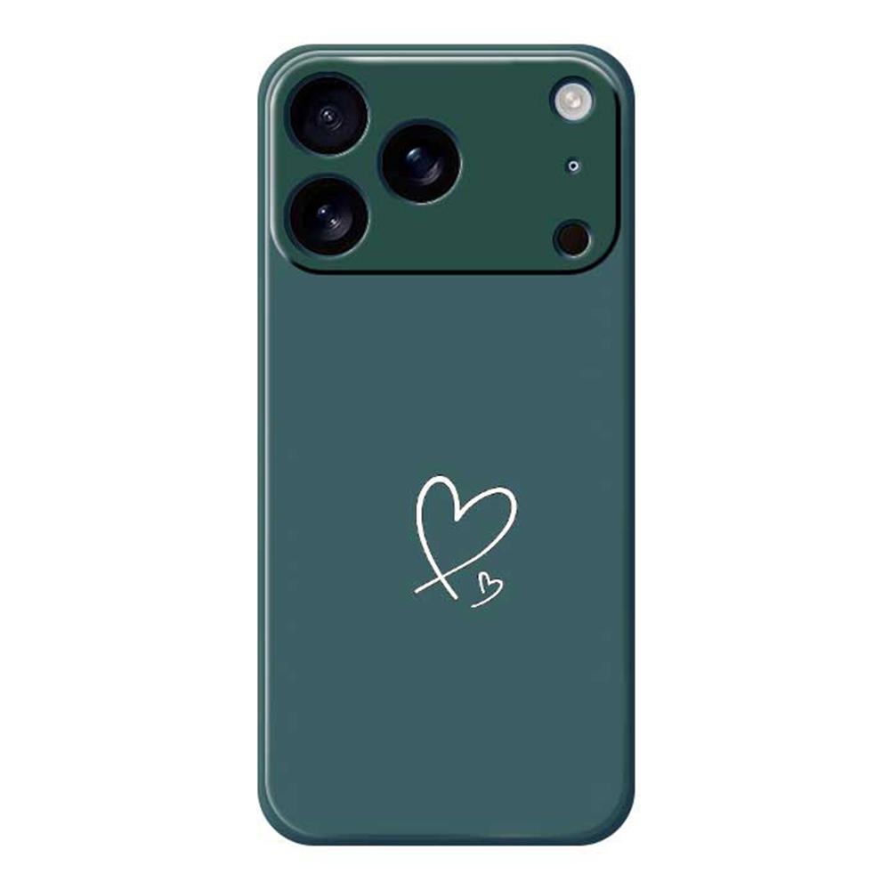 For iPhone 17 Pro Max Case White Love Pattern Printing Straight Edge TPU Phone Back Cover