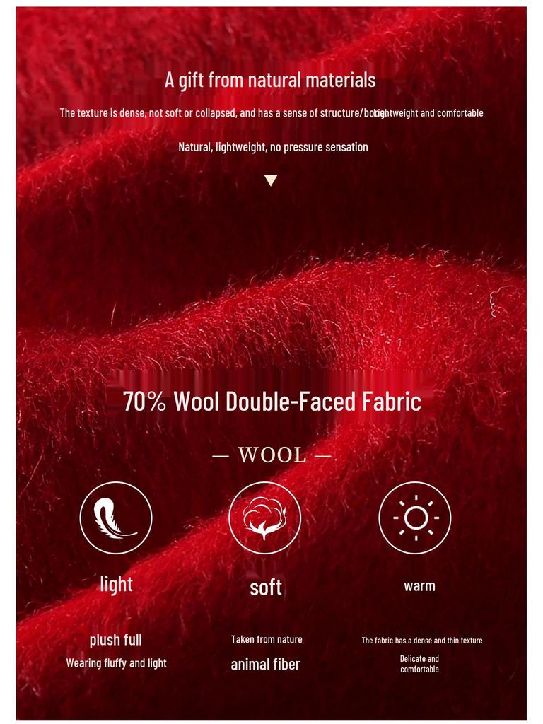 Girls' 2025 Double-Sided Wool Coat - Winter Warm, Collarless, Loose-Fit Layering Coat