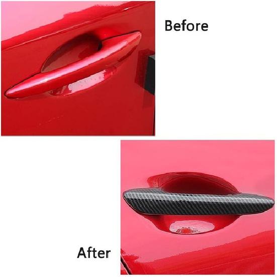 4Pcs Carbon Fiber Car Door Handle Cover Trim For Mazda 3 BP CX30 CX50 CX60 CX80