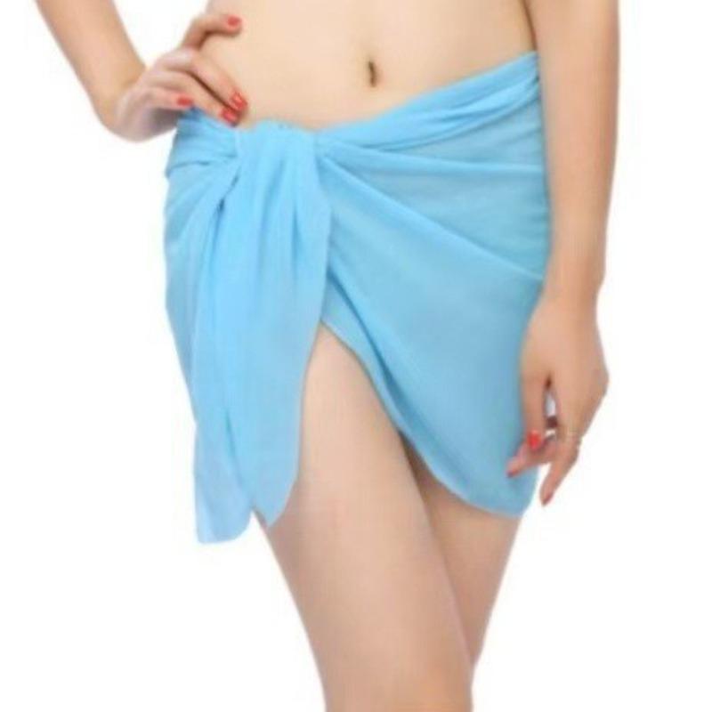 Summer Chiffon Short Sarong Beach Skirt Solid Color Sunscreen Blouse Shawl Women