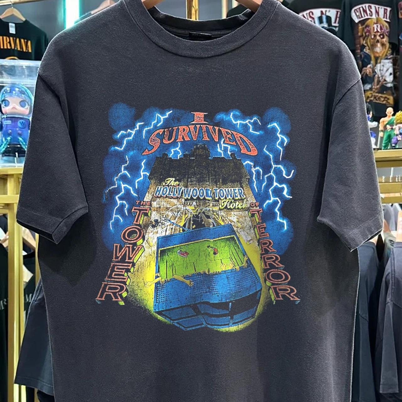 90s Tower Of Terror Hollywood Hotel Promo T-Shirt Black XXL 4XL