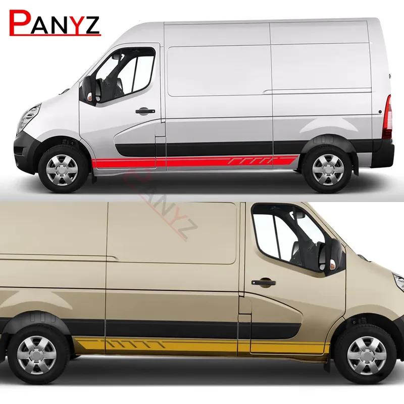 2PCS Car Door Side Stickers For Renault Master 1 2 3 Mk2 MK3 Day Van Camper Motorhome Stripes Decals Conversion Accessories