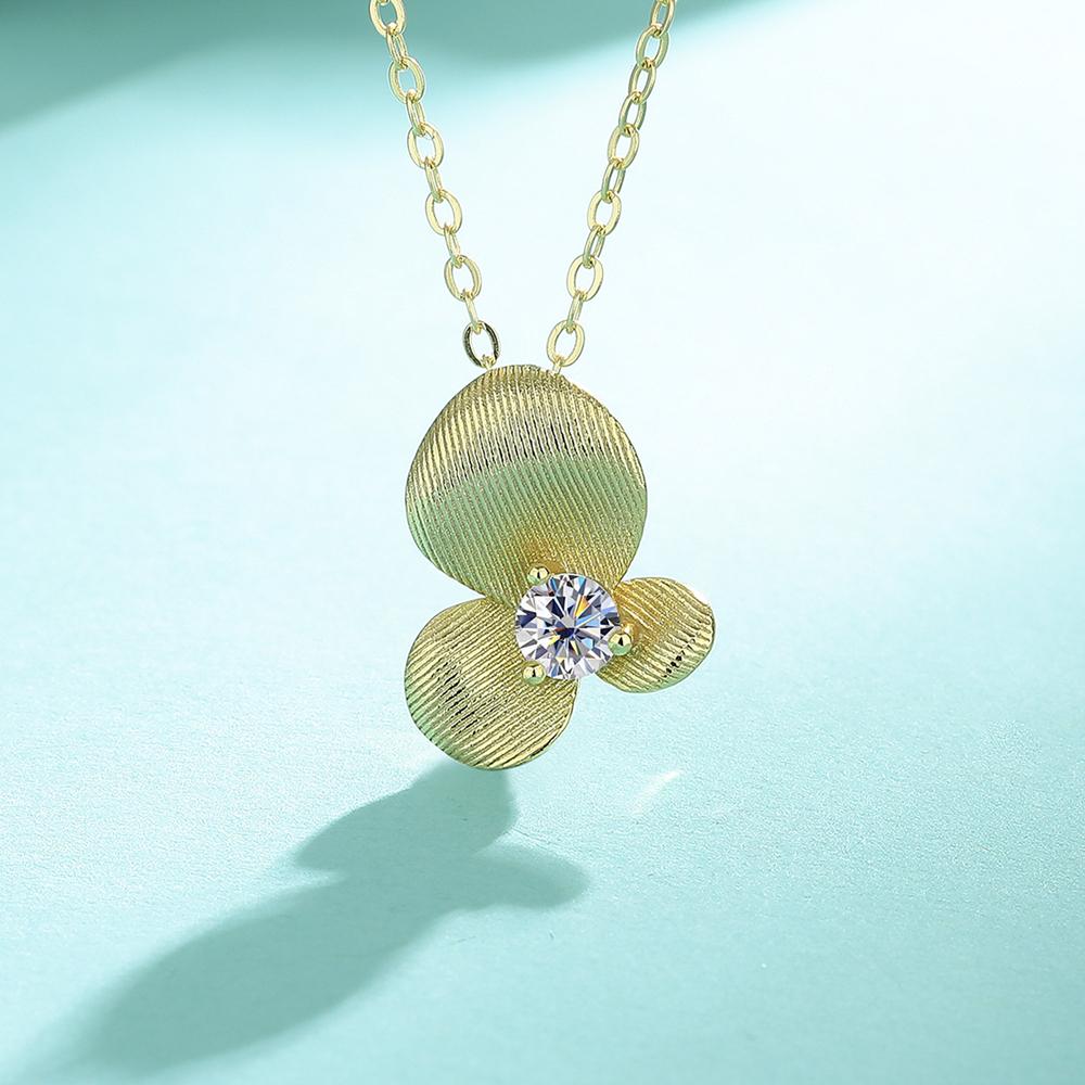

S925 Sterling Silver Plated with Gold Necklace D ColorMoissanite Pendant for Woman Birthday Party Jewelry Gift золотий