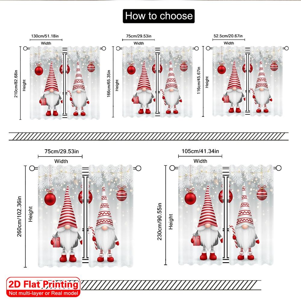 2D Flat Printing 2pcs Merry Christmas Trendy Curtains Christmas Gnomes Winter Snow_b Digital Printed Polyester Drapes Birthday