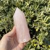 Natural Carved Pink Quartz Rose Crystal Point for Reiki Healing