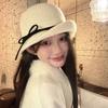 Elegant Woolen Bucket Hat Bowknot Wool Fisherman Hat Retro Hepburn Style Topper Hat  Outdoor