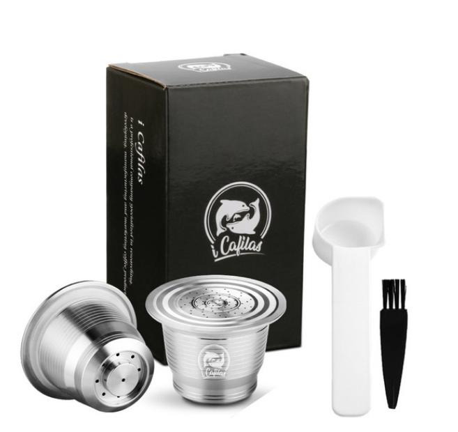 ICafilas Reusable Coffee Capsule for Nespresso Stainless Steel Refillable Filters Espresso for Essence Nespresso Capsule