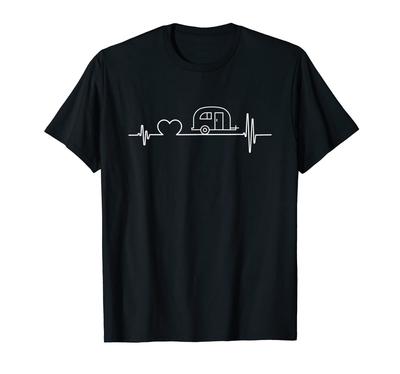 Camping RV Caravan Camper Heartbeat EKG - T-Shirt