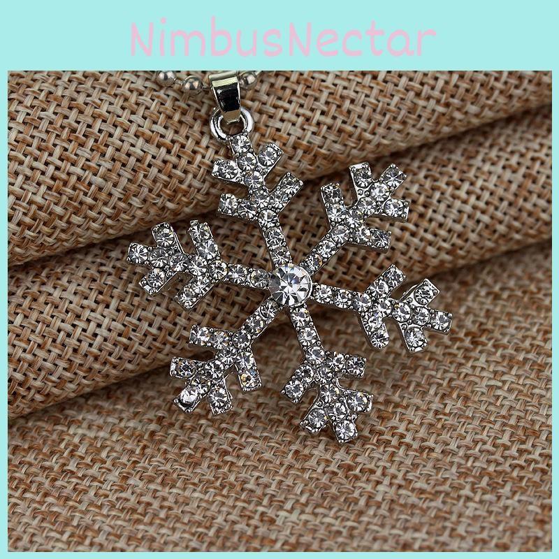Snowflake Necklace Pendant With Crystals For Girls And Gift Kids
