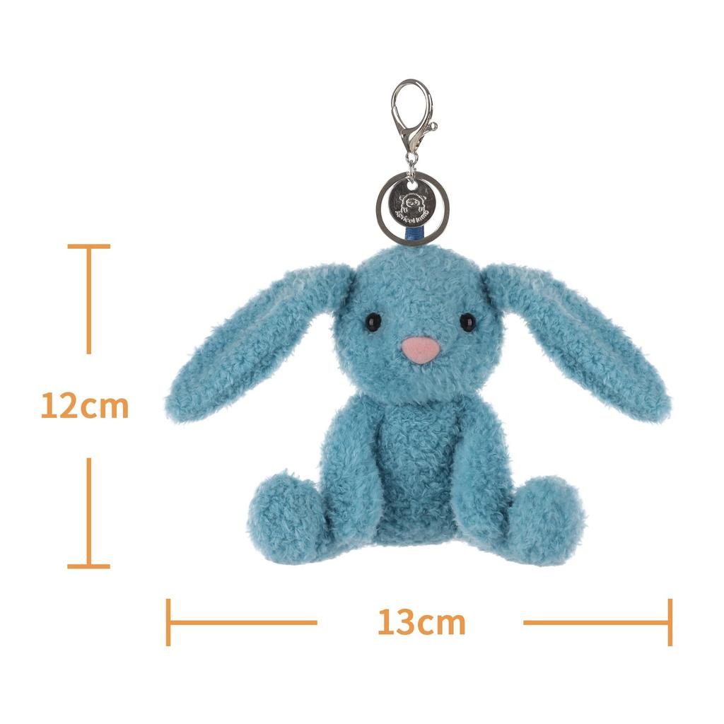 Apricot Lamb Blue Velvet Bunny Cute Soft Keychain Plush Toy, Perfect for Boys and Girls, Fits Kids Backpacks and Purses, 12cm