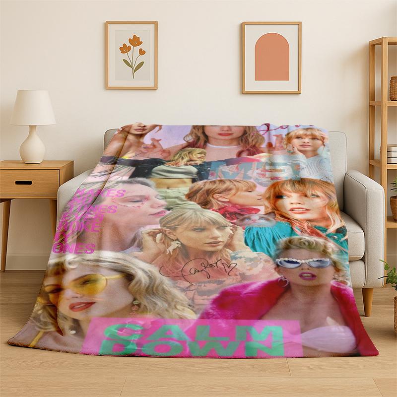Singer T-Taylor Singer Music Flannel Blanket Soft Warm Throw Blanket for Bedroom Living Room Bed Travel Camping Picnic Gift