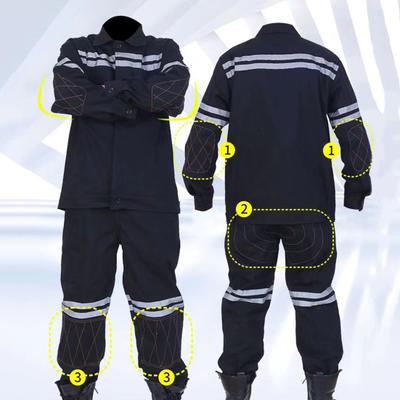 סט 2 יחידות ז'קט עבודה מכנסי עבודה בעלי נראות גבוהה דש שרוול ארוך סגירת רוכסן מעיל