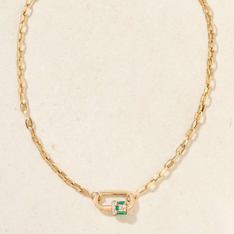 

Light Luxury Gold Lock Set With Red Diamond Necklace, Niche Design Sense, Personalized Thick Chain Stacked Daifeng Accessories Single Item