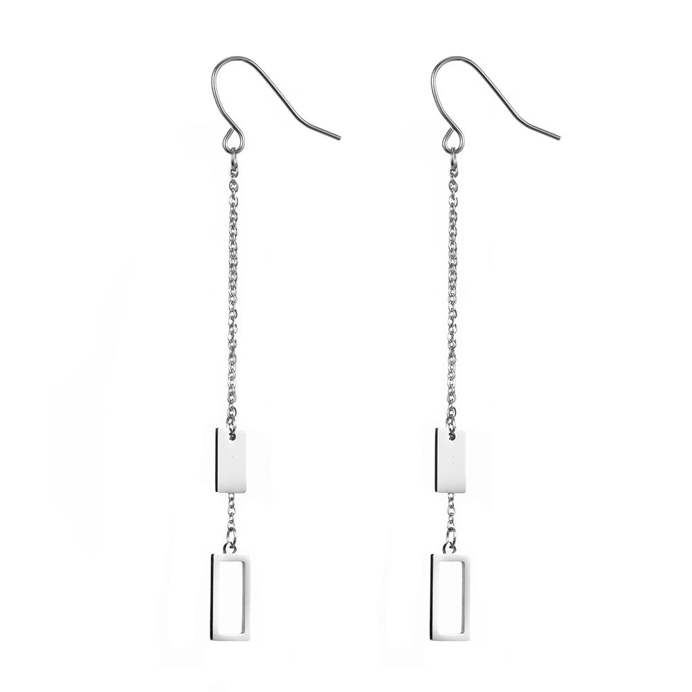 

Teamer Fashion Stainless Steel Earrings Women s Long Chain Hook Drop Earrings Round Triangle Rectangle Geometric Jewelry New In