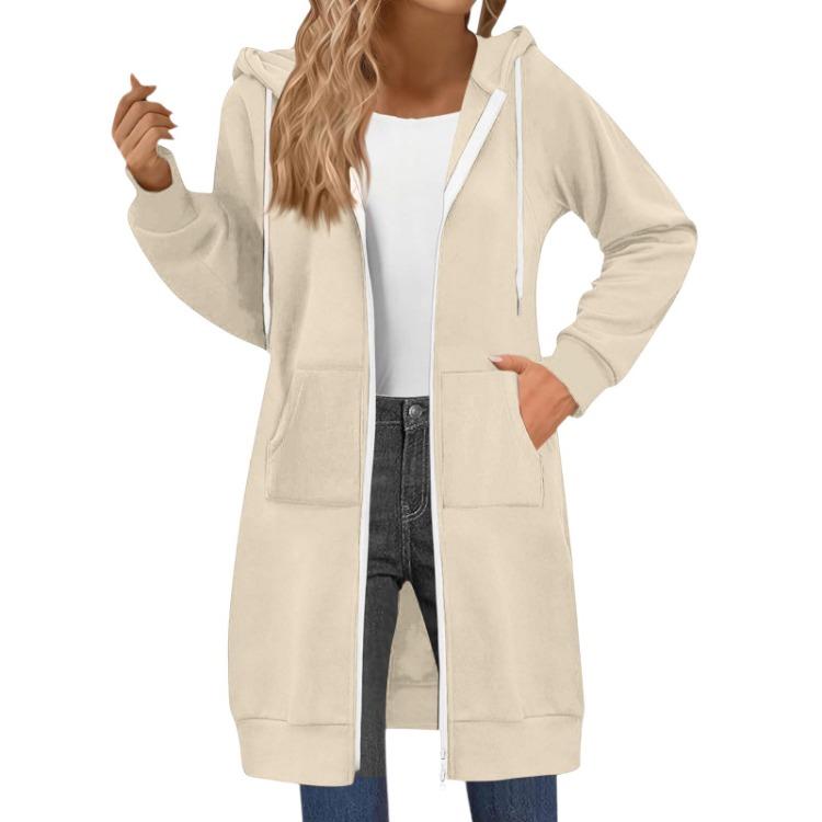Lässige Hoodie-Jacke Damen Mode Raglanärmel Langarm Doppelreißverschluss
