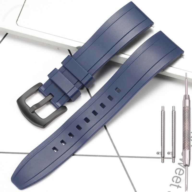 Dust-Free Rubber Waterproof Quick Release Watchband 20mm 22mm 24mm 26mm Black Silicone Strap for Seiko Omega Watch Accessories