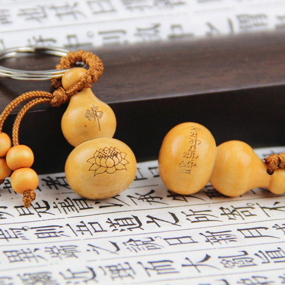 

Bag Pendant Key Chain Car Key Ring Peach Wood Keyring Chinese Traditional Keychain Good Luck Gourd 06