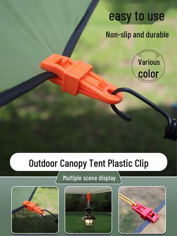Rainproof Tarpaulin and Shade Net Clip: Windproof Tent and Awning Buckle for Outdoor Camping. 2 Black Fixing Clips with Strong Grip