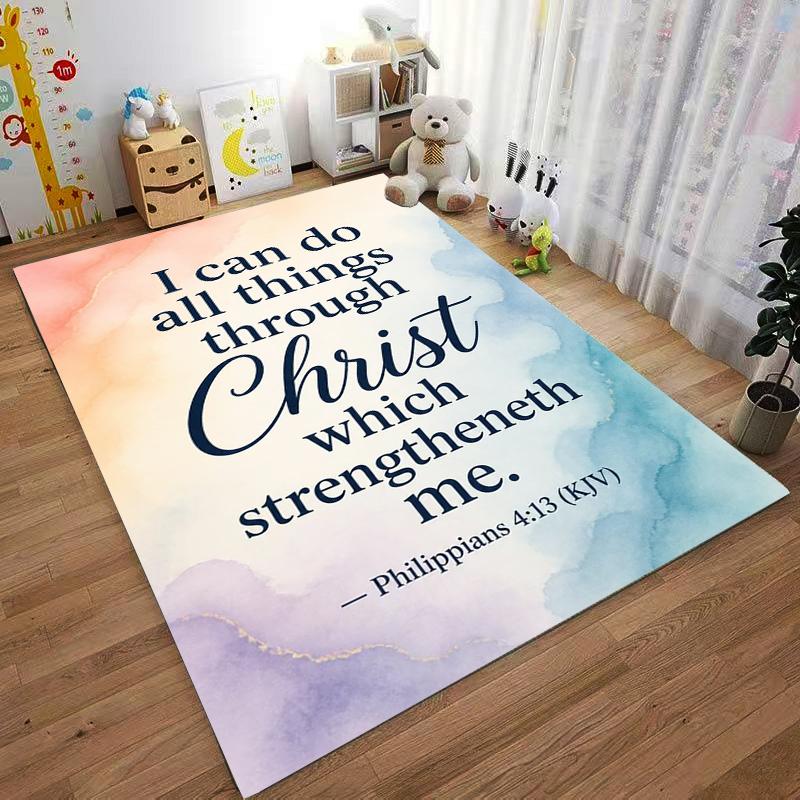 Philippians 4:13 Christian Carpet Non-slip Rug Suitable for Living Room and Bedroom Sofas
