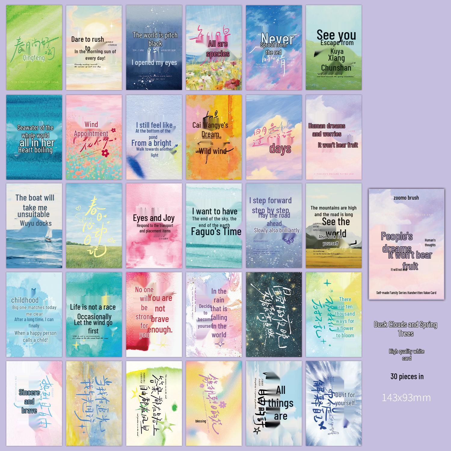 Handwritten Postcard:  Life is Ten Thousand Springs  - Inspirational Blessing Greeting Card