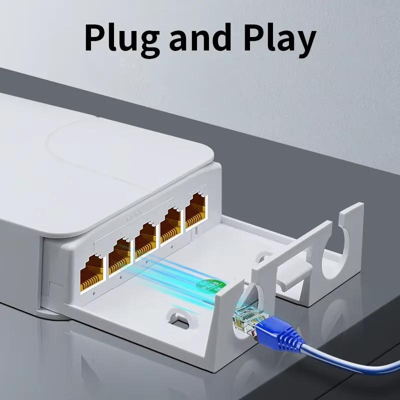 100/1000Mbps POE Extender 5 Ports  Repeater Outdoor Waterproof Network Switch IP55 VLAN 44-57V for POE Camera Wierless AP