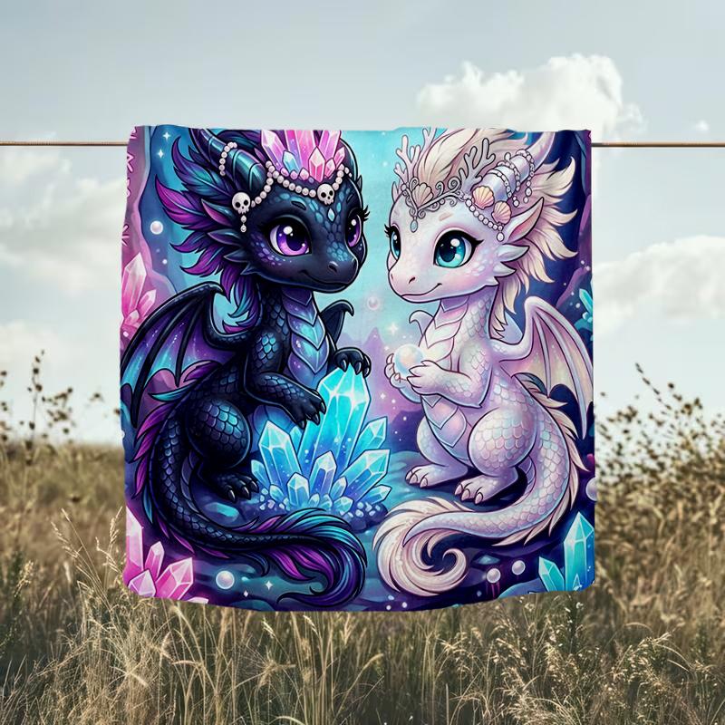 1PC Custom Name Fantasy Dragon Friends flannel blanket versatile,all-season throw suitable for the living room,bedroom,camping,travel,and gift