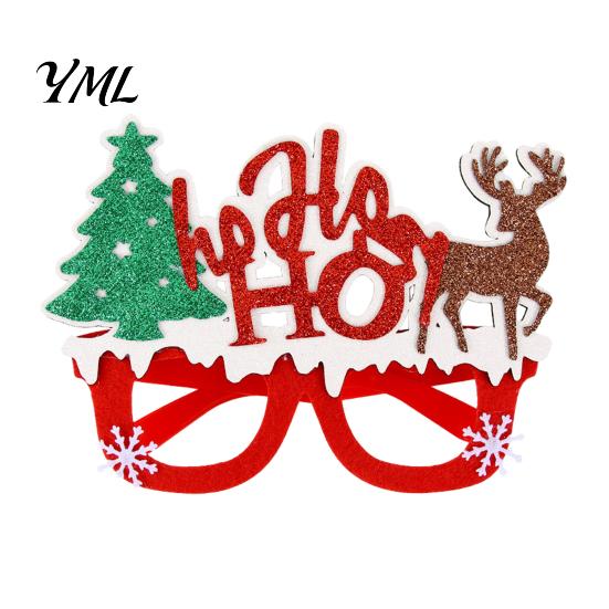 Christmas Party Costume Decorations Glasses Photo Booth Props, Felt Reindeer Santa Snowman Eyeglasses for Holiday Funny Elk Snowflakes Spectacles