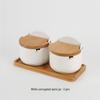 Japanese Ceramic Seasoning Jar Set with Bamboo Lids - Home & Restaurant Use