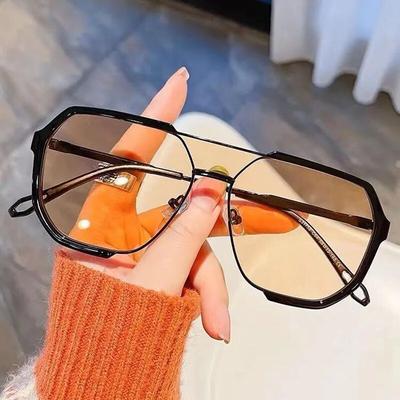 Europa e Stati Uniti Moda Occhiali da Sole Rettangolari a Doppio Ponte con Montatura Grande Occhiali da Sole alla Moda con Forma Concava Tendenza