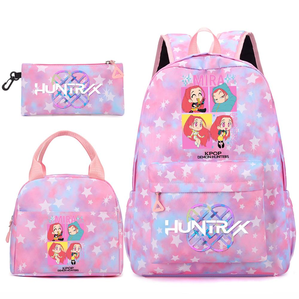 3Pcs/set Cute Kpop Printed Backpack Handbag Pencil Case for Teenger Student Girl Boy Schoolbag Kid Bookbag Large Capacity Travel Bag Gift Mochila