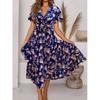 Women's Printed V-neck Short Sleeve Dress Women's Print Short Sleeve Dress