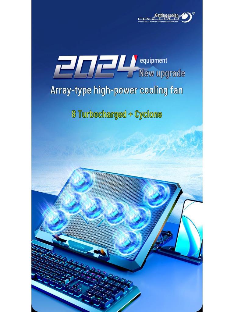 8-Fan Gaming Laptop Cooling Stand