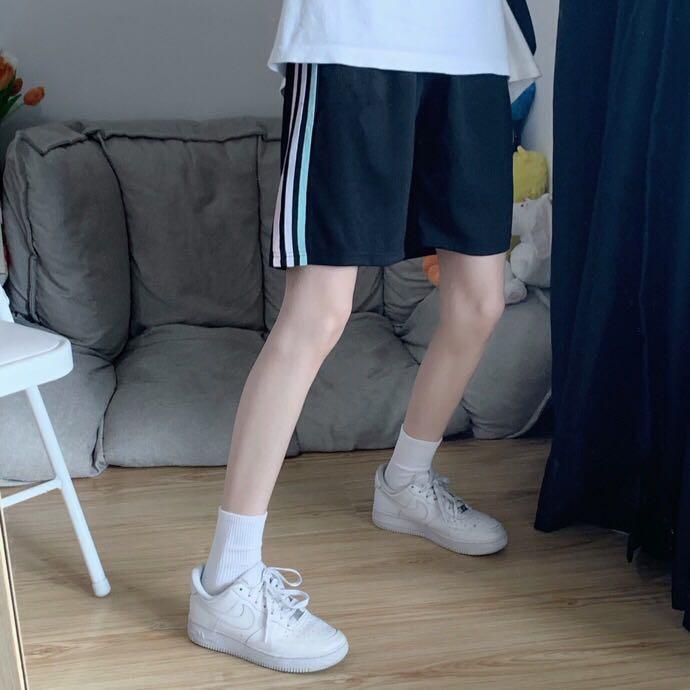 2022 Women's Korean Style Slim Fit Wide-Leg Cotton Sports Shorts for Summer