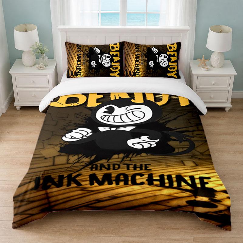 Bendy and the Ink Machine Bedroom 3Pcs Bedding Set Soft Bed Sheet Pillowcases Home Bedding Decoration