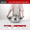 Extra Thick Stainless Steel Double Ear Wok - Large Round Bottom Pot for Commercial Kitchens, Gas Stove Compatible