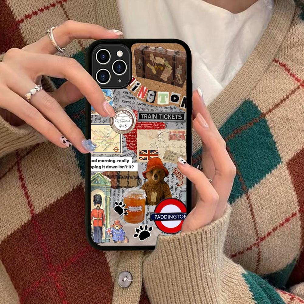 Cute P-Paddington Bear Phone Case Silicone PC+TPU For For IPhone 11 12 13 14 15 16 Plus Pro Max Cover