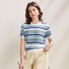 Zhaojun Women's Striped Mulberry Silk Blend Knit T-Shirt