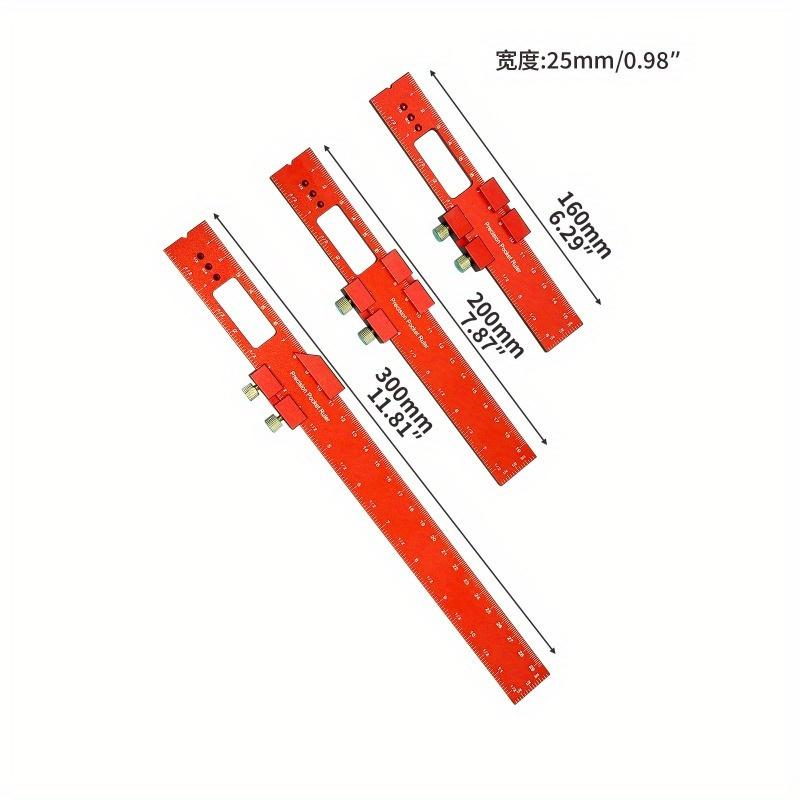 3pcs/set T-Ruler - Ergonomic Aluminum Pocket Square with Metric/Inch Measurements and Slide Stops Precision Woodworking
