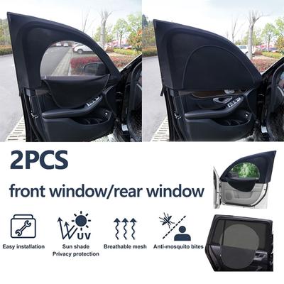 2pc Car Shade Curtain Door Window Mesh Curtain Double Shade Heat Insulation Zipper