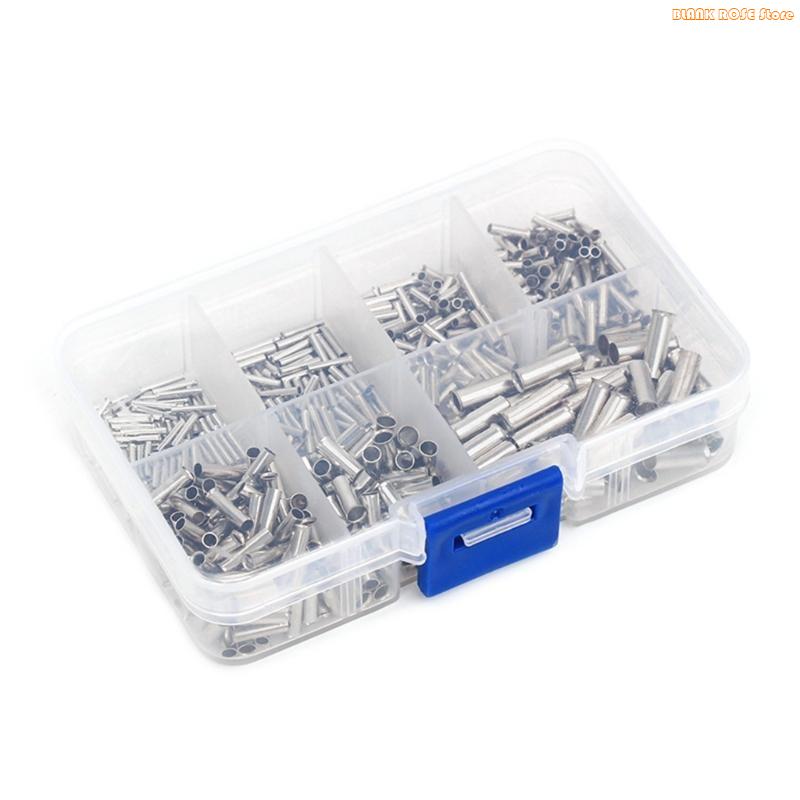 K1AE Pack of 600 Wire End Ferrules Assortment Copper Wire End Ferrules set Uninsulated Cable Sleeves for Wire Connection