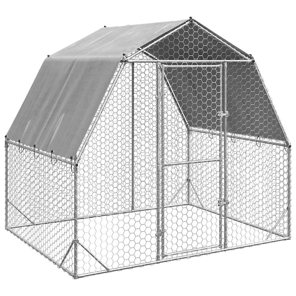 Chicken Coop with Roof 2.5 x 2 x 2.25 m Galvanized Steel