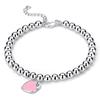 Women Silver Plated Round Bead Enamel Heart Charm Bracelet