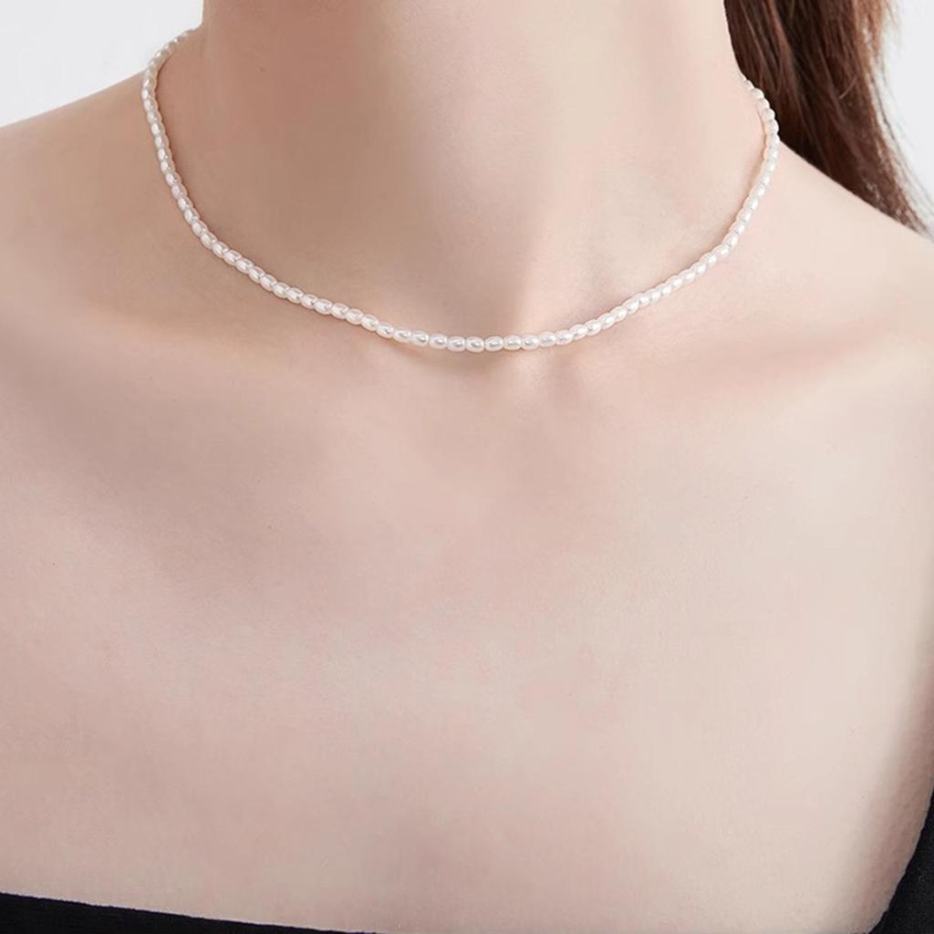 Small Imitation Pearl Necklace, New Popular Plain Chain, Exquisite Neck Chain, Collarbone Chain.