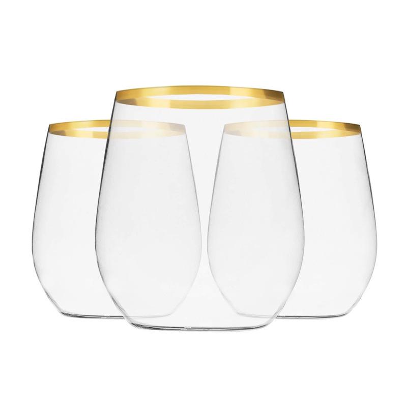 PET Plastic Egg-Shaped Footless Wine Glass, 12oz-16oz, Transparent