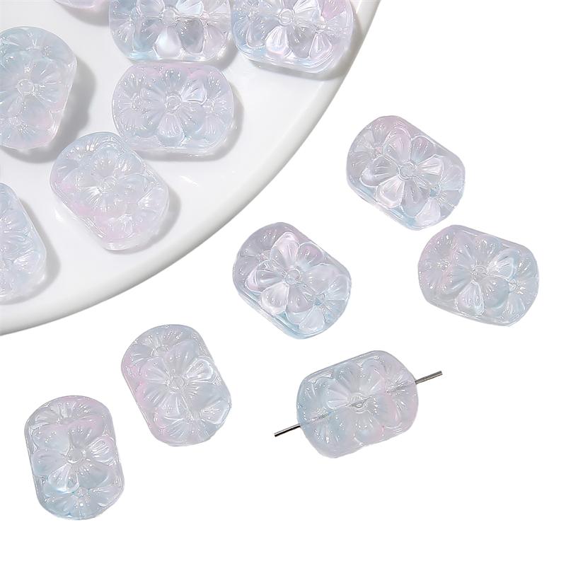 

10 шт. хрустальные стеклянные бусины с двойными прямыми отверстиями, цветочная открытка, свободные бусины-разделители для DIY, ожерелье, браслет, изготовление ювелирных изделий светло-синий