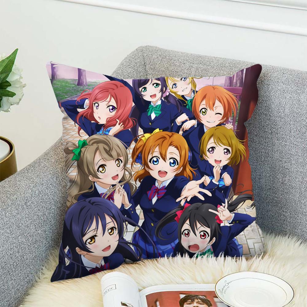 L-Love Live School Idol Pillow Case For Car Sofa Decorative Home Double-sided Print Plush Square Throw Pillow Cushion Cover